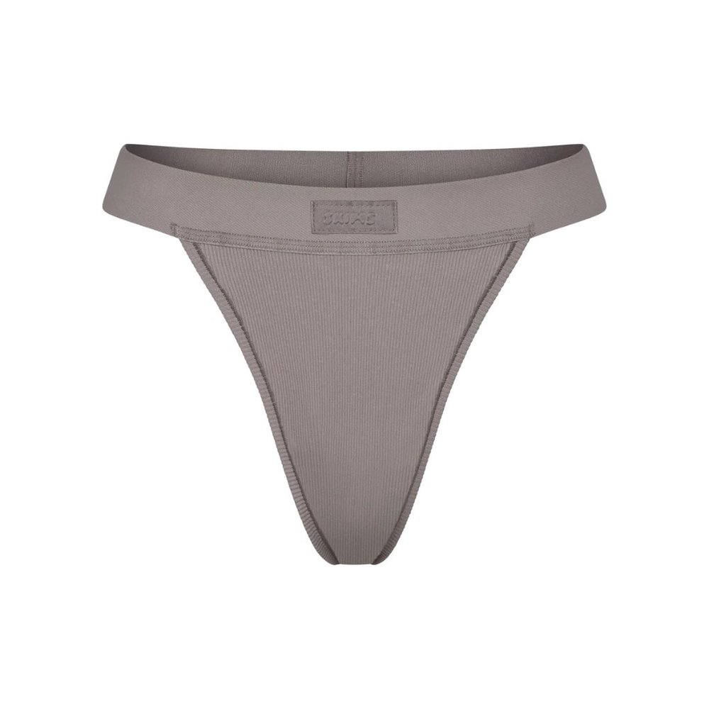 Skims Cotton Rib Thong in Smoke **New with Tags**